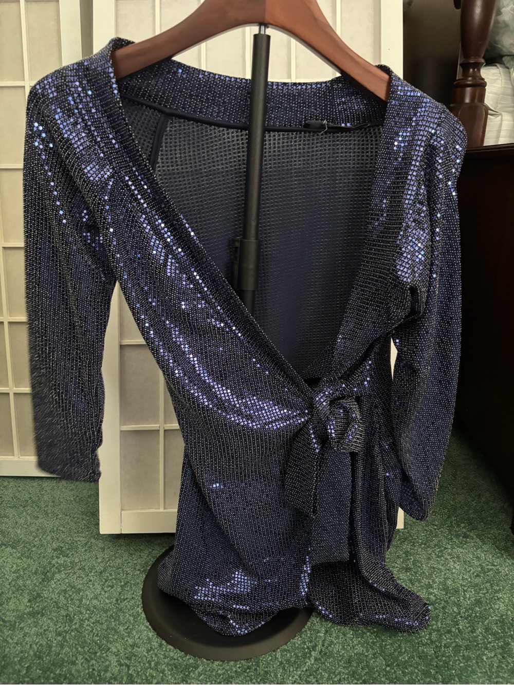 AKIRA‎ Blue Sequin Wrap Mini Dress Size Small Party Cocktail